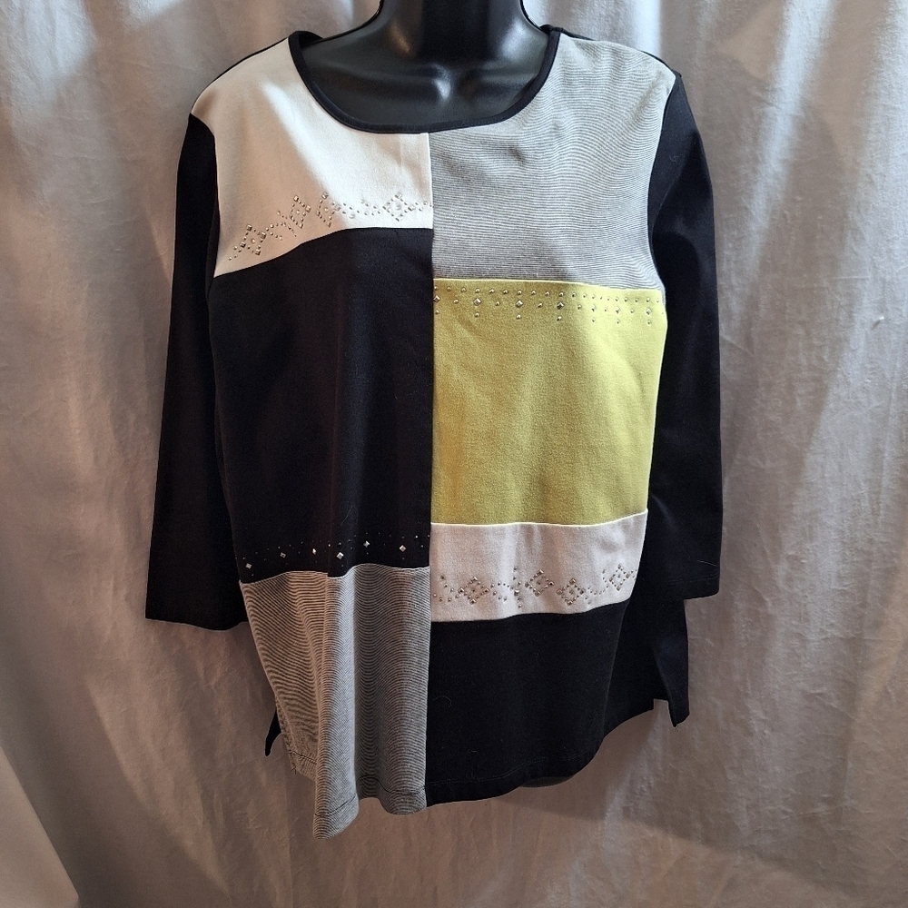 Colorblock Top with Embellishments